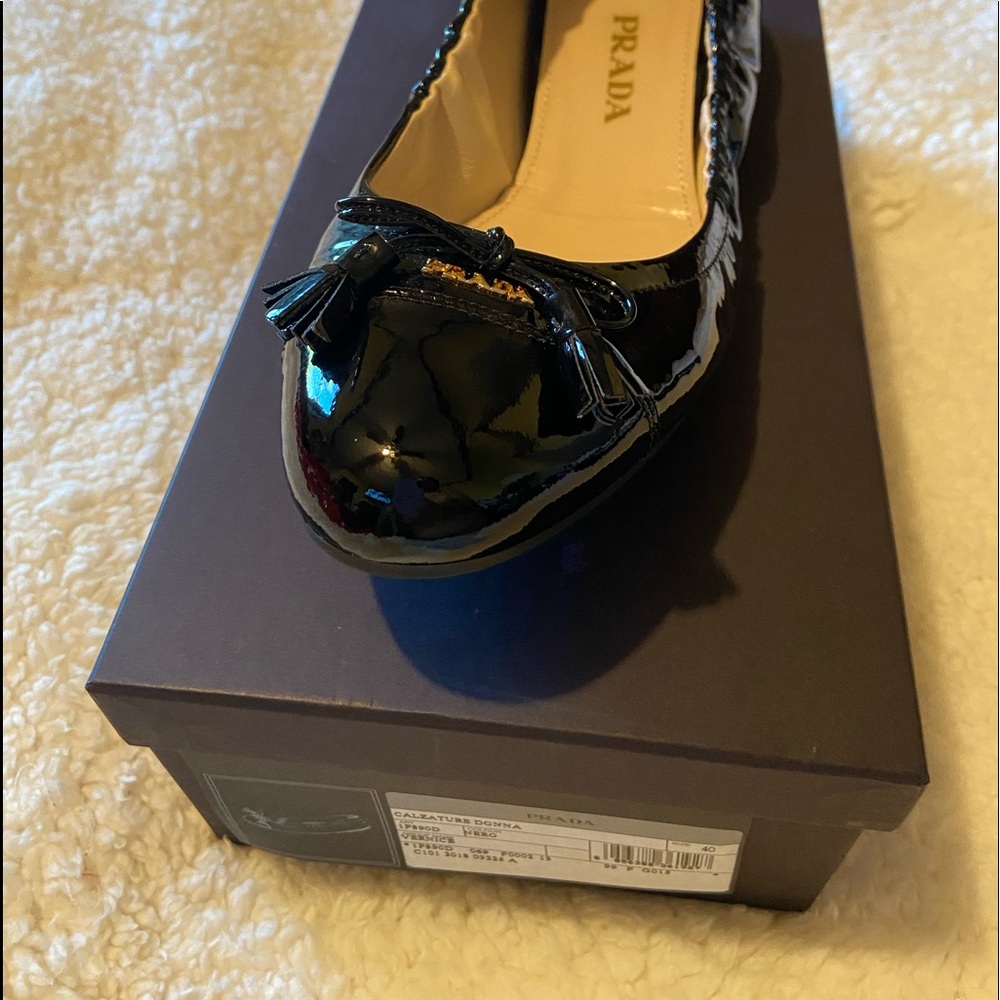 Prada Women’s Ballet patent leather shoes, size 10